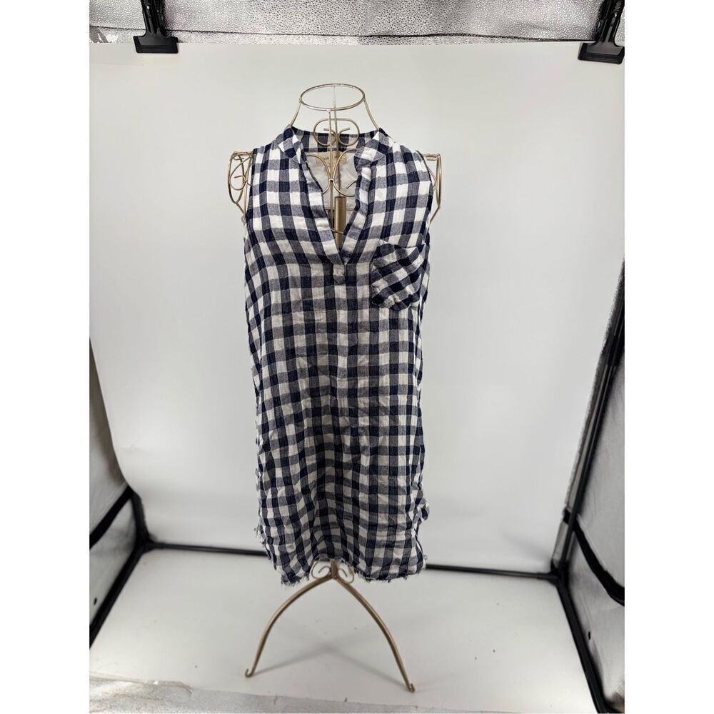 Anthropologie Cloth & Stone Dress Black White Check Mini Raw Hem Size Small